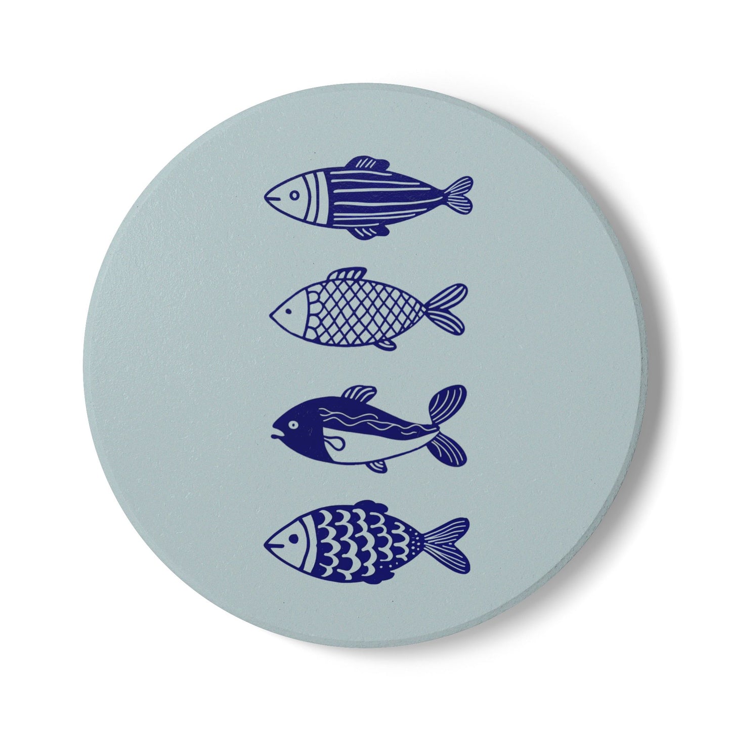 Blue Fish Art Ceramic Coaster