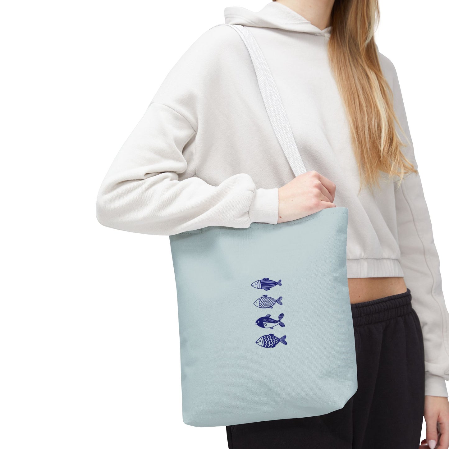 Hand-Designed Blue Fish Tote Bag