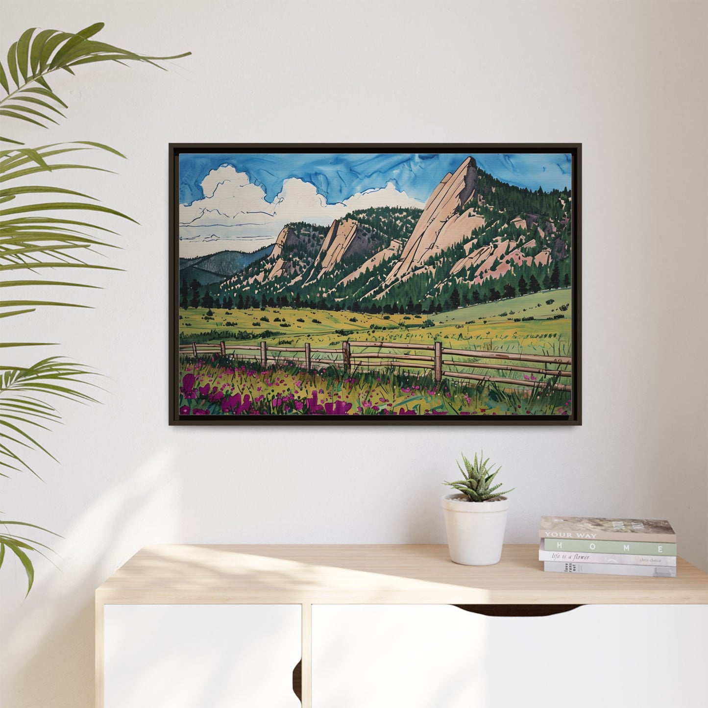 Framed Canvas Print - Boulder Colorado Flatiron Mountains