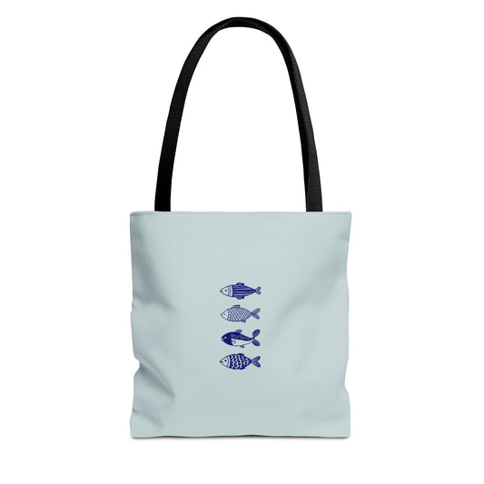 Hand-Designed Blue Fish Tote Bag