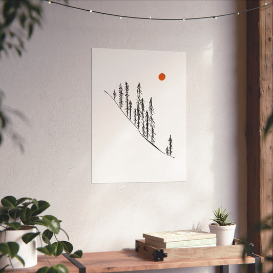 Pine Trees Mountain Poster