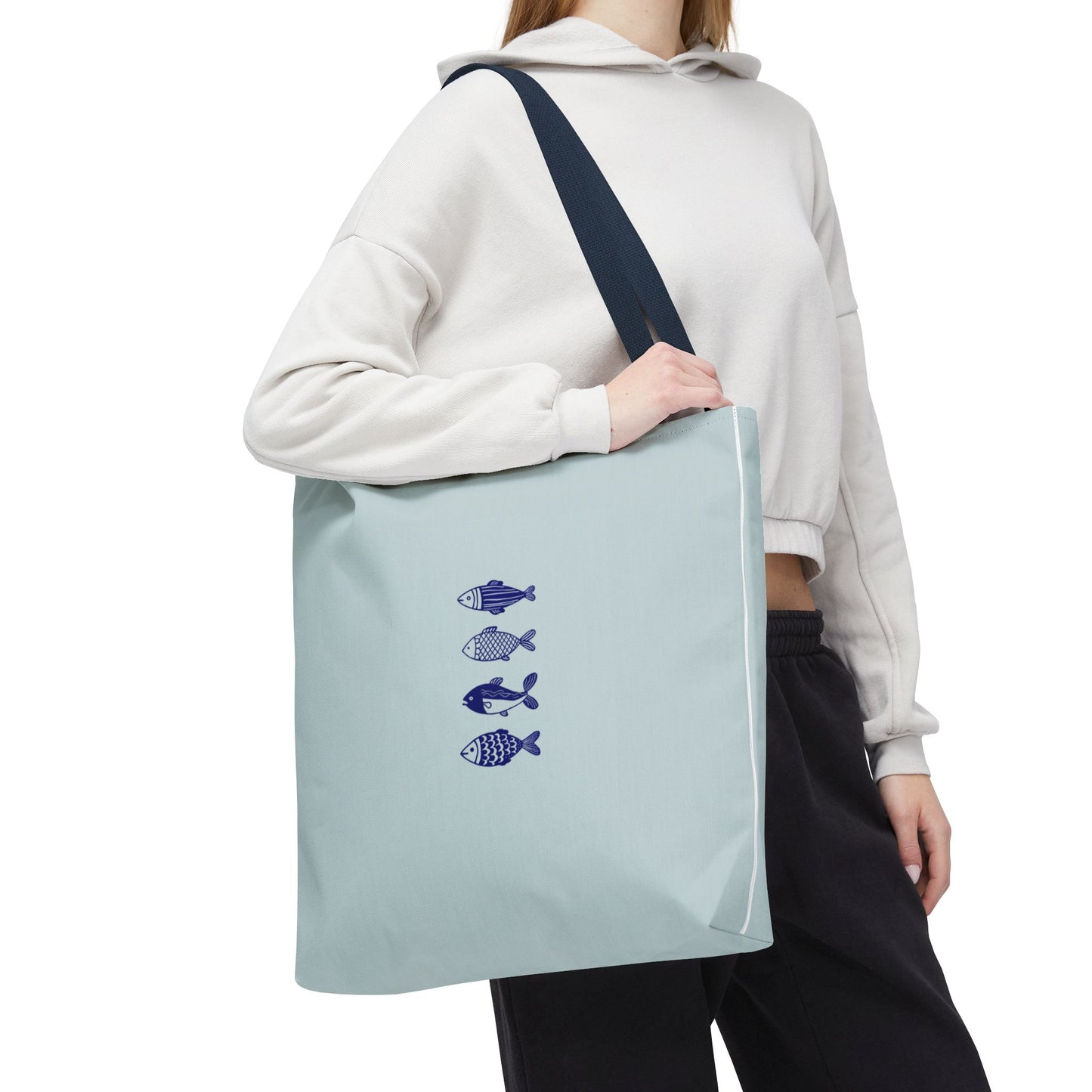Hand-Designed Blue Fish Tote Bag