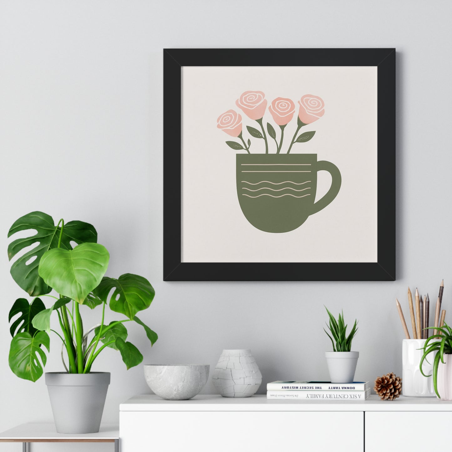 Framed Poster - Flowers in Mug Art
