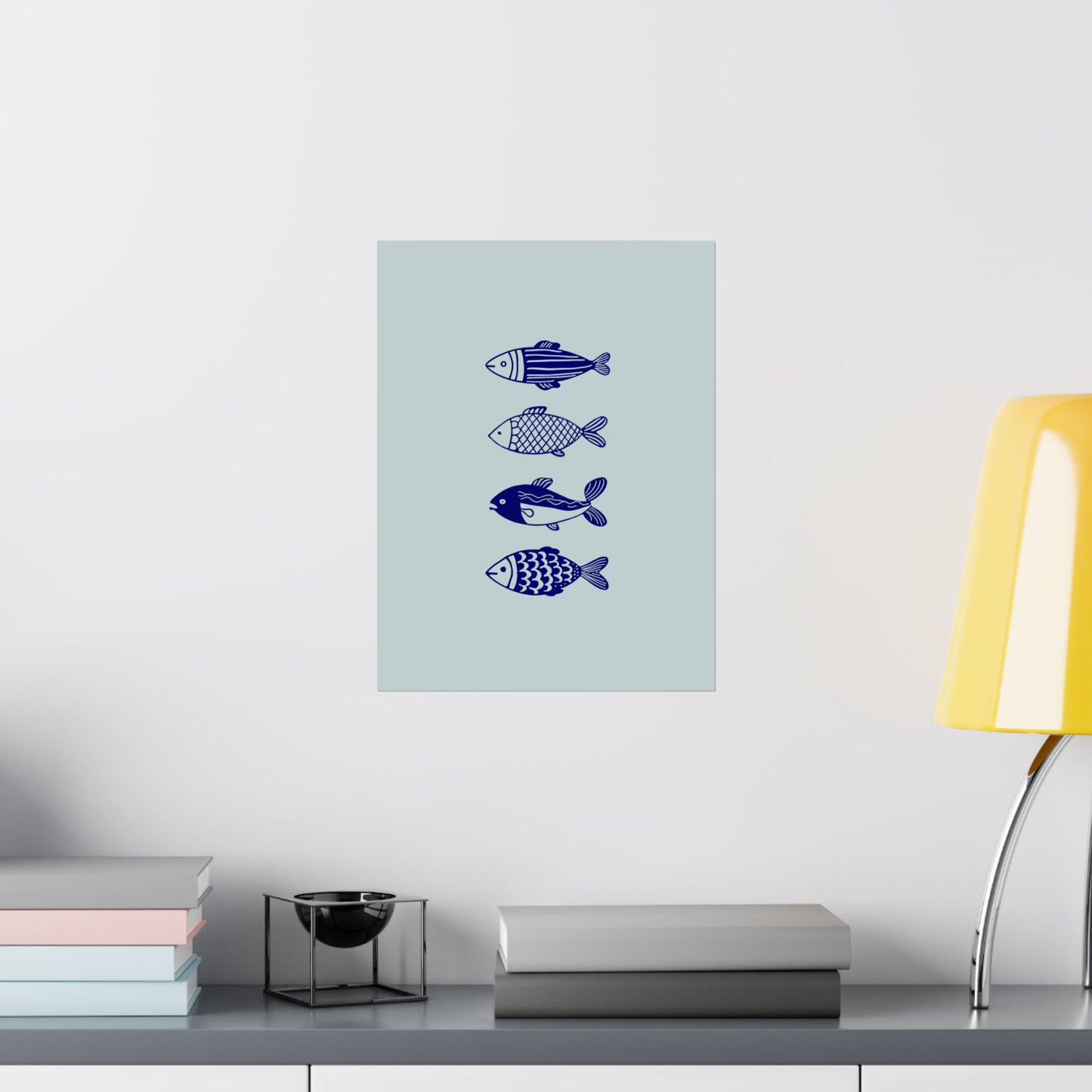 Blue Fish Print