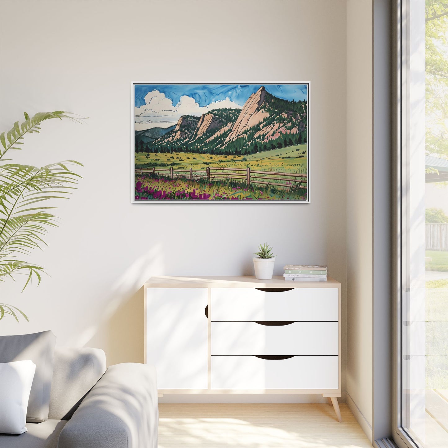 Framed Canvas Print - Boulder Colorado Flatiron Mountains
