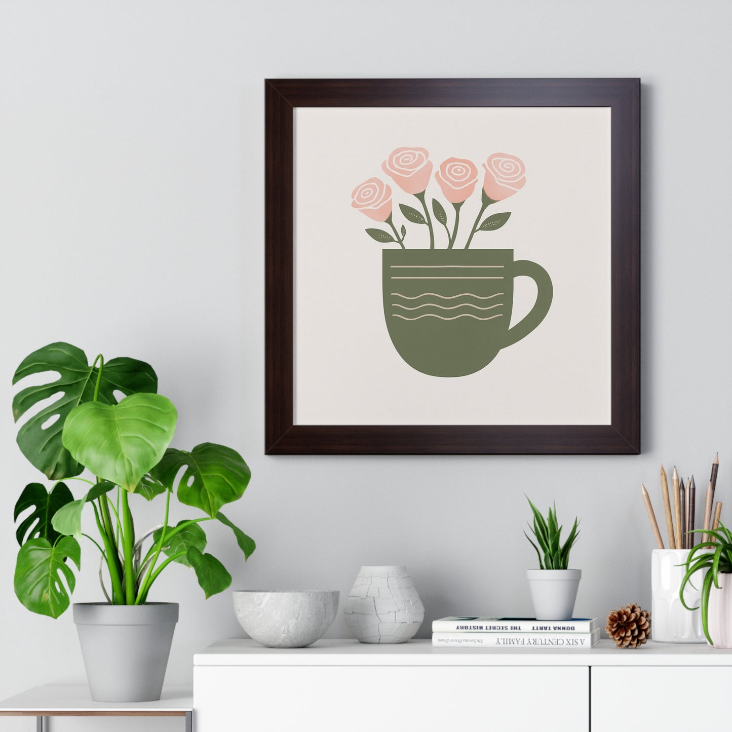 Framed Poster - Flowers in Mug Art