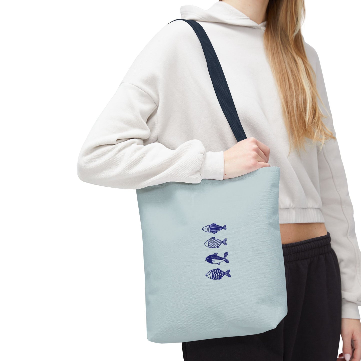 Hand-Designed Blue Fish Tote Bag