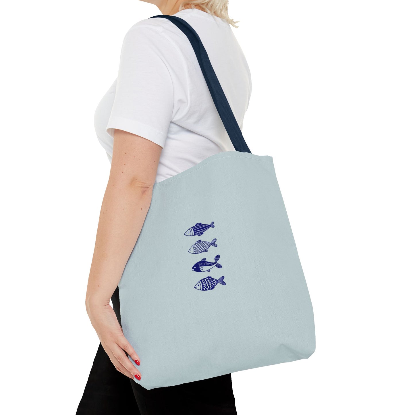 Hand-Designed Blue Fish Tote Bag