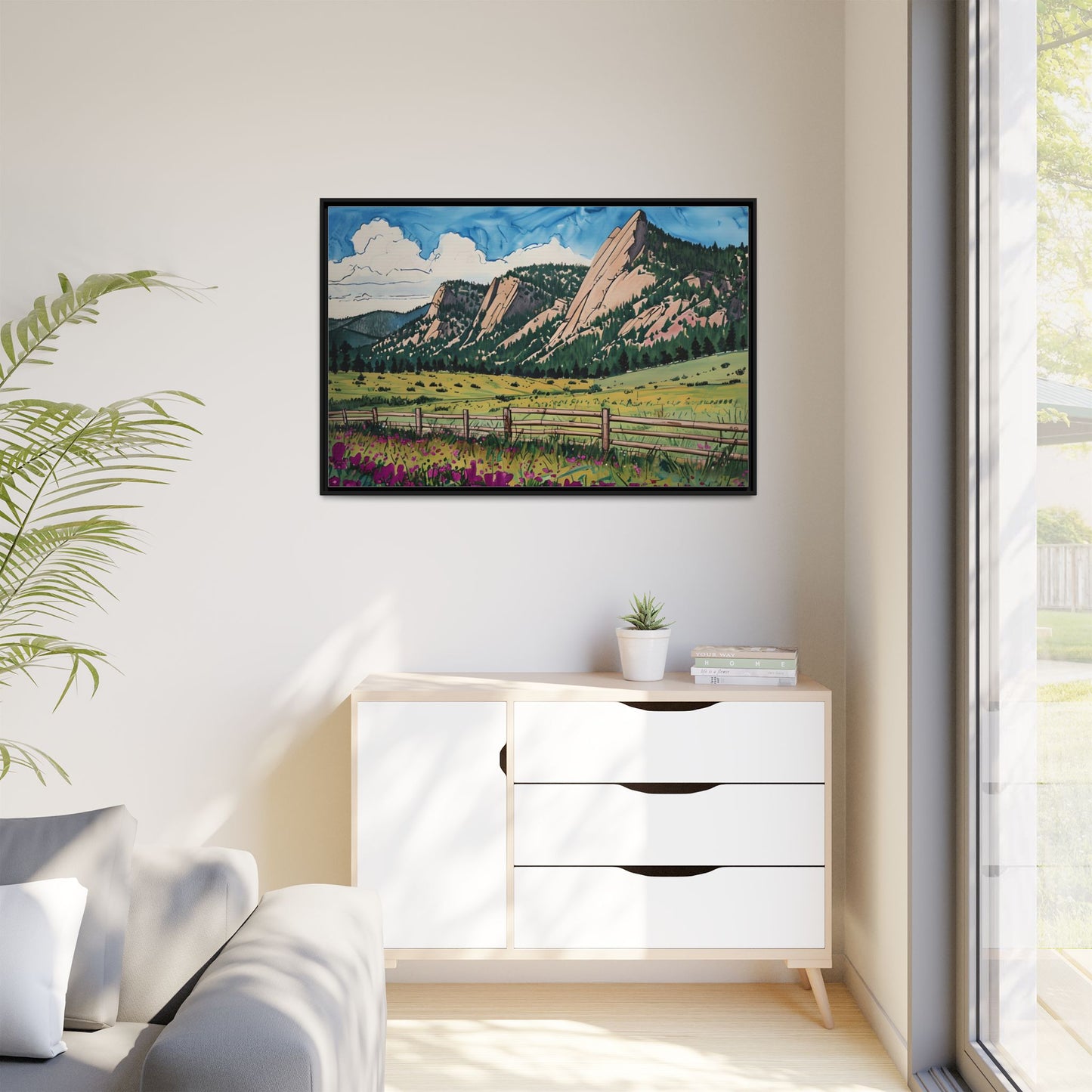 Framed Canvas Print - Boulder Colorado Flatiron Mountains