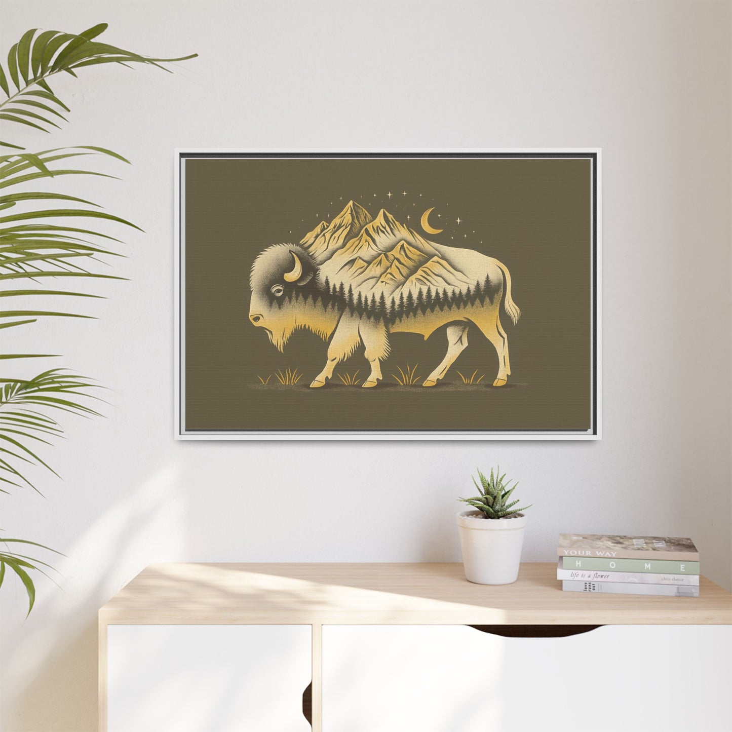 Framed Canvas Print - Abstract Boulder Colorado Mountain Buffalo