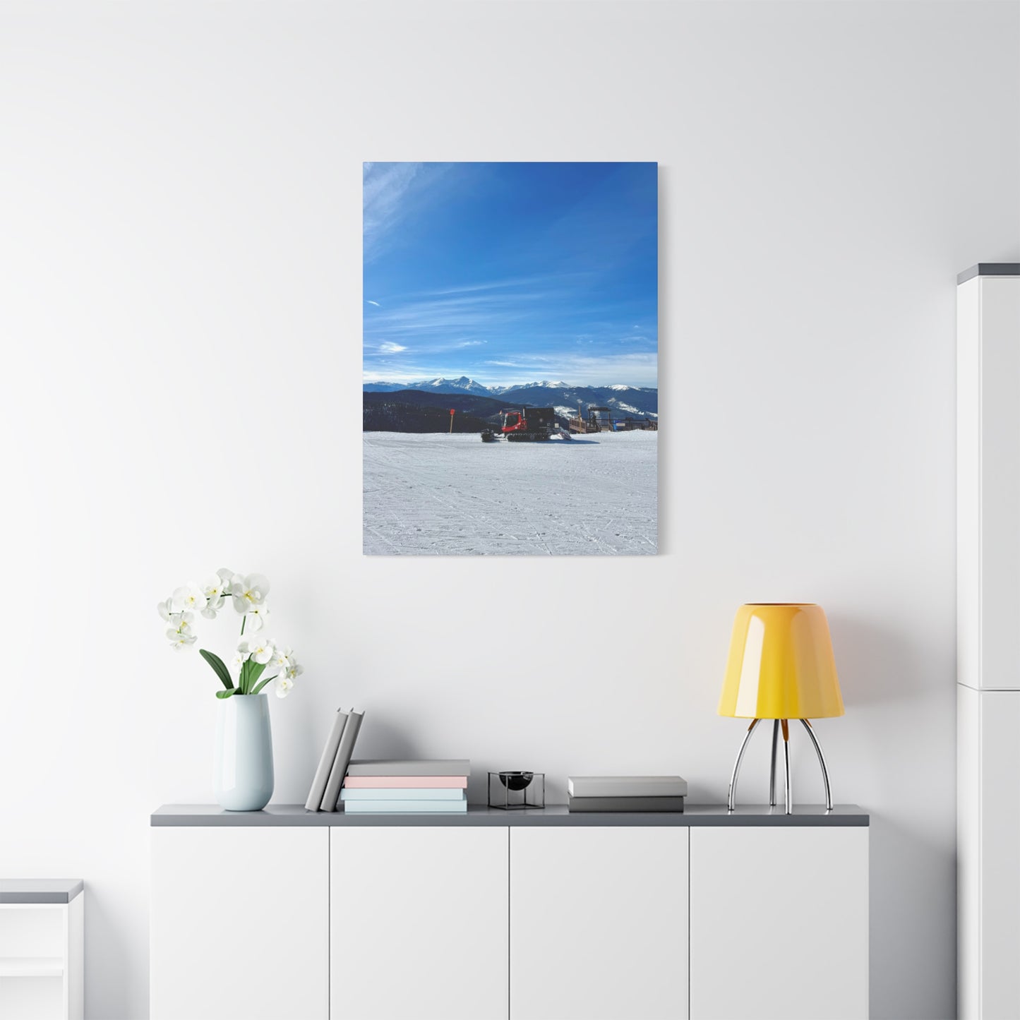 Snowcat On The Mountains Canvas Print