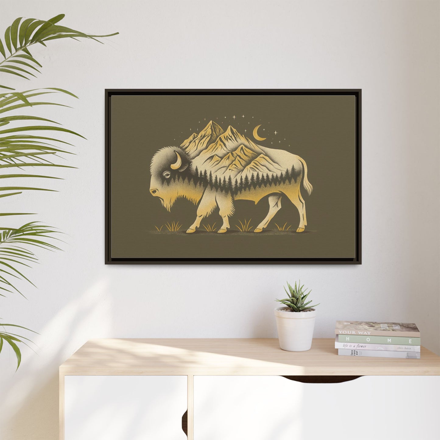 Framed Canvas Print - Abstract Boulder Colorado Mountain Buffalo