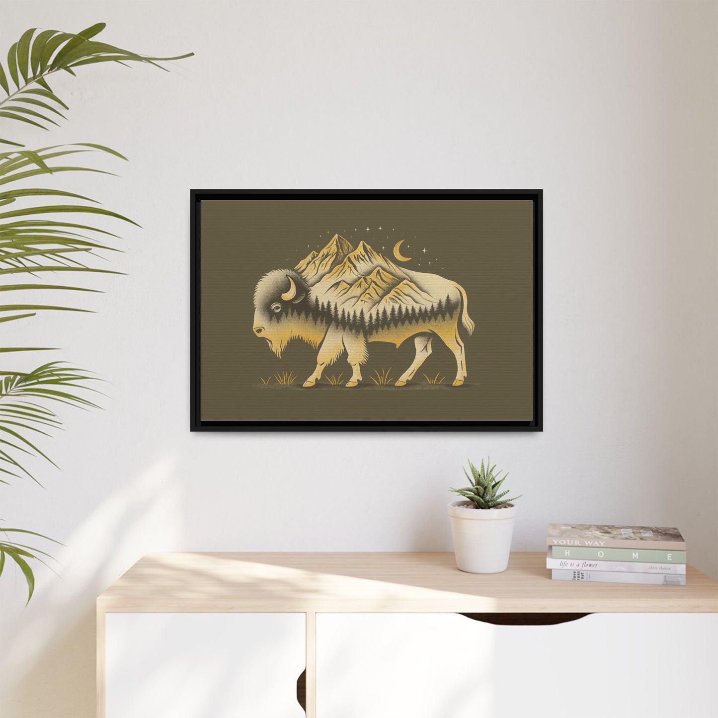 Framed Canvas Print - Abstract Boulder Colorado Mountain Buffalo