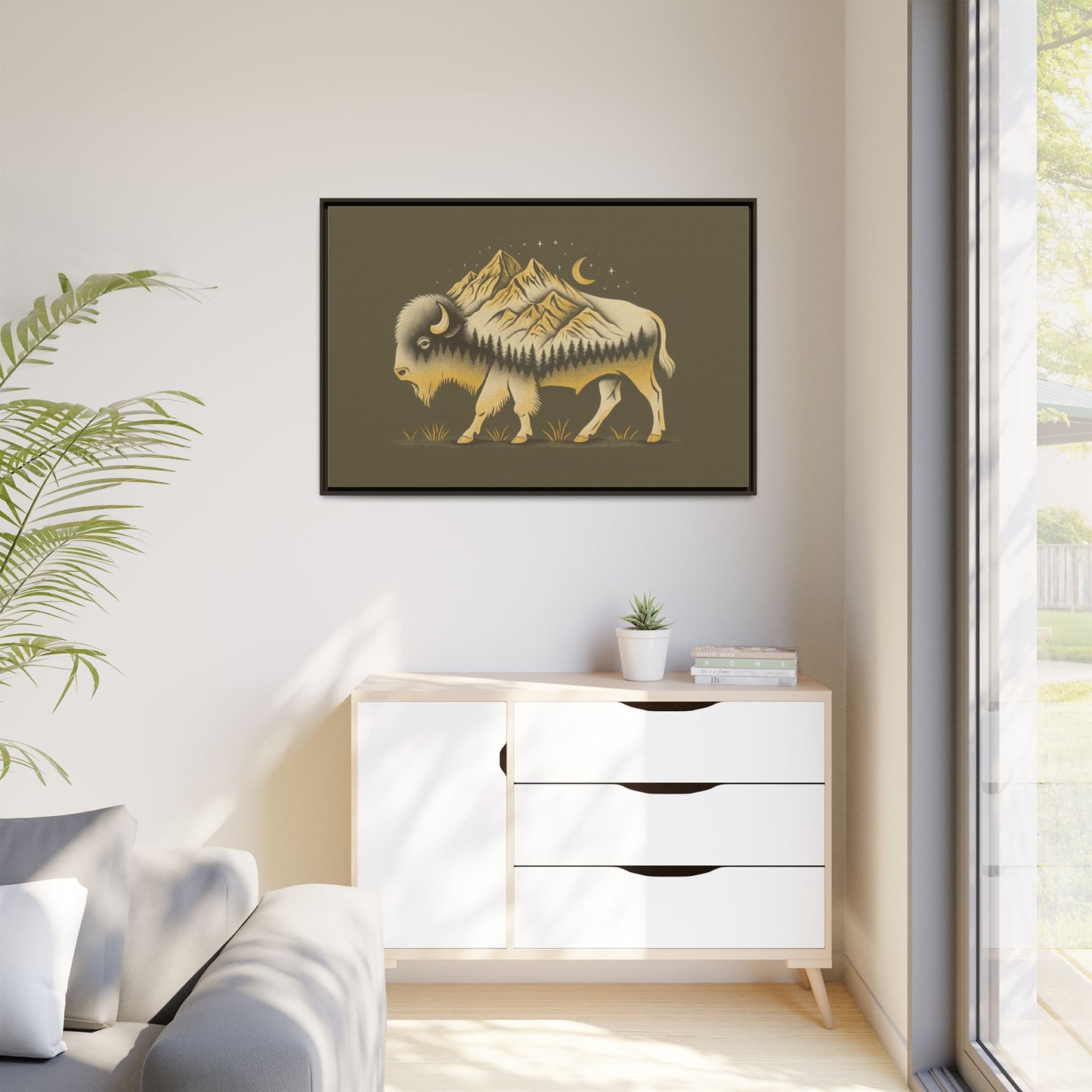 Framed Canvas Print - Abstract Boulder Colorado Mountain Buffalo