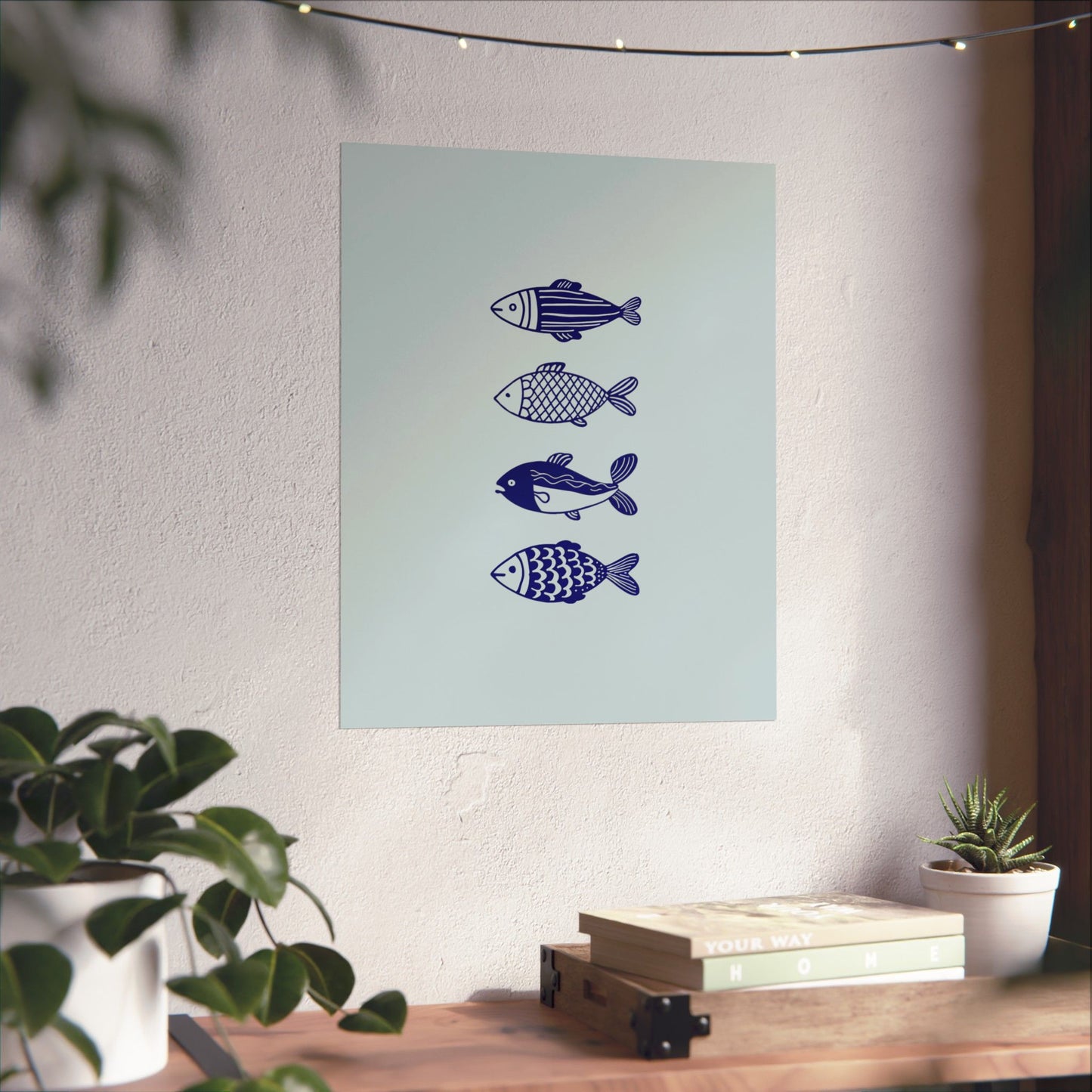 Blue Fish Print