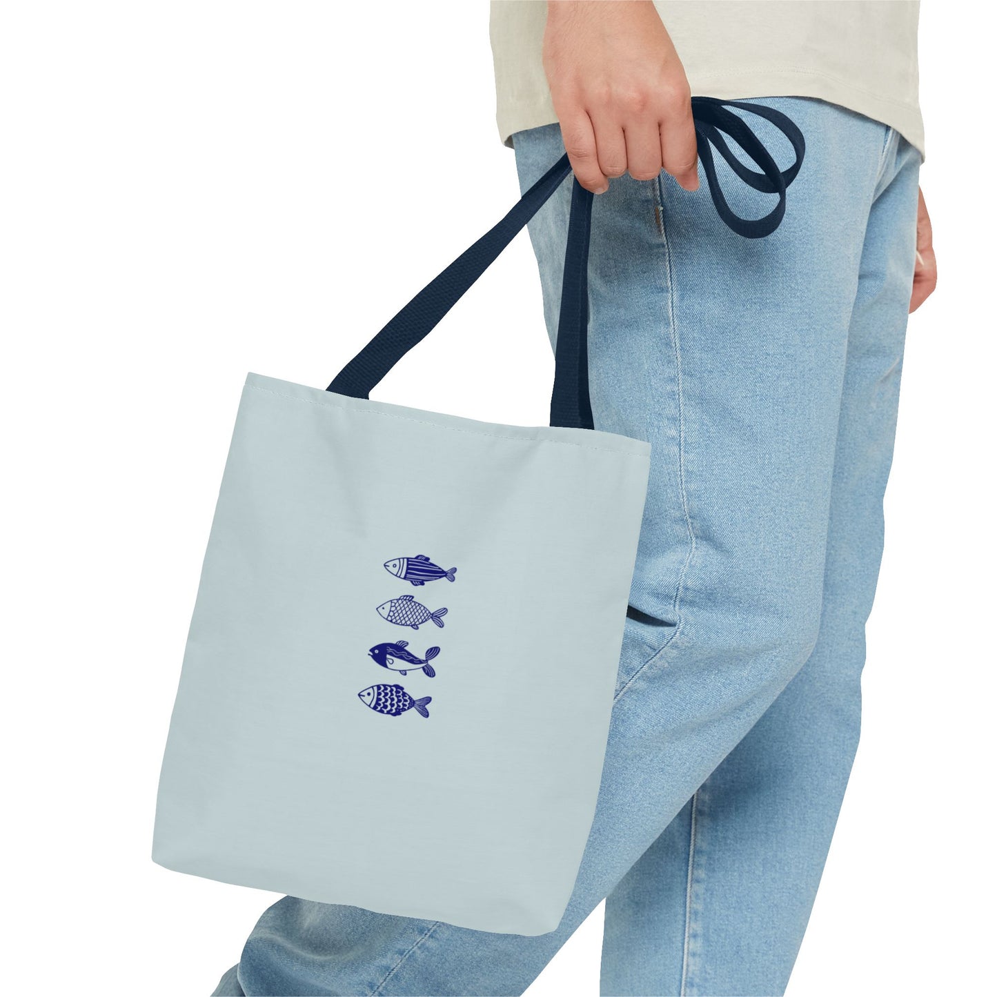 Hand-Designed Blue Fish Tote Bag