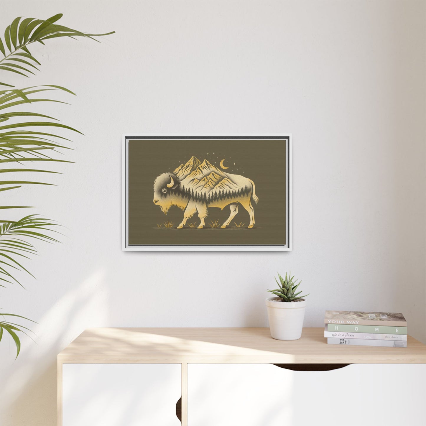 Framed Canvas Print - Abstract Boulder Colorado Mountain Buffalo