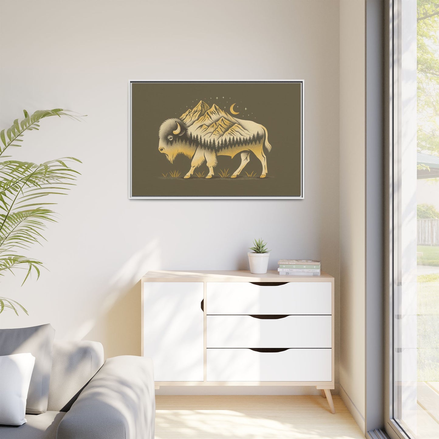 Framed Canvas Print - Abstract Boulder Colorado Mountain Buffalo