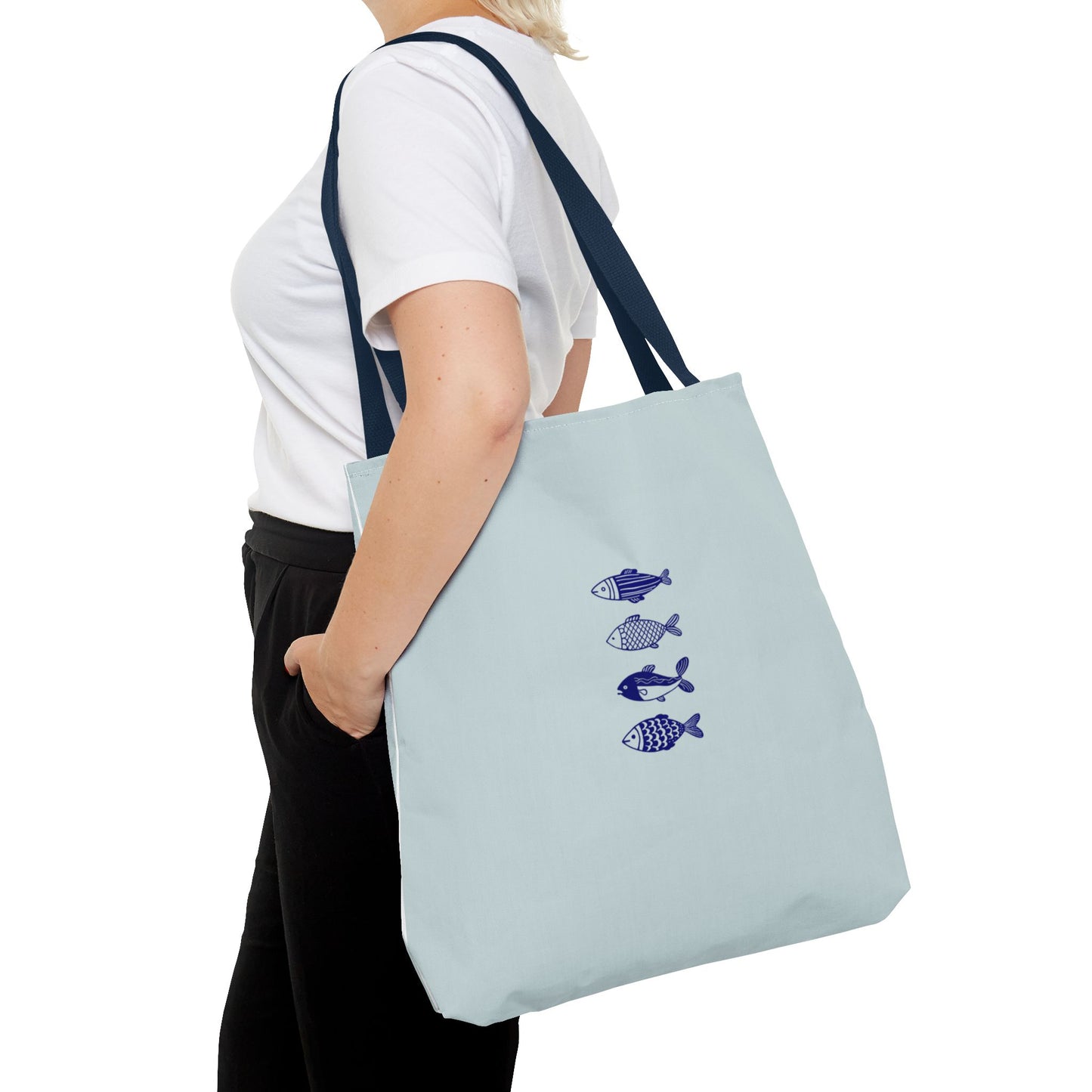 Hand-Designed Blue Fish Tote Bag