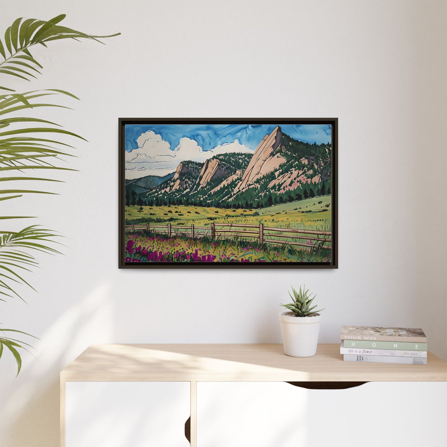 Framed Canvas Print - Boulder Colorado Flatiron Mountains