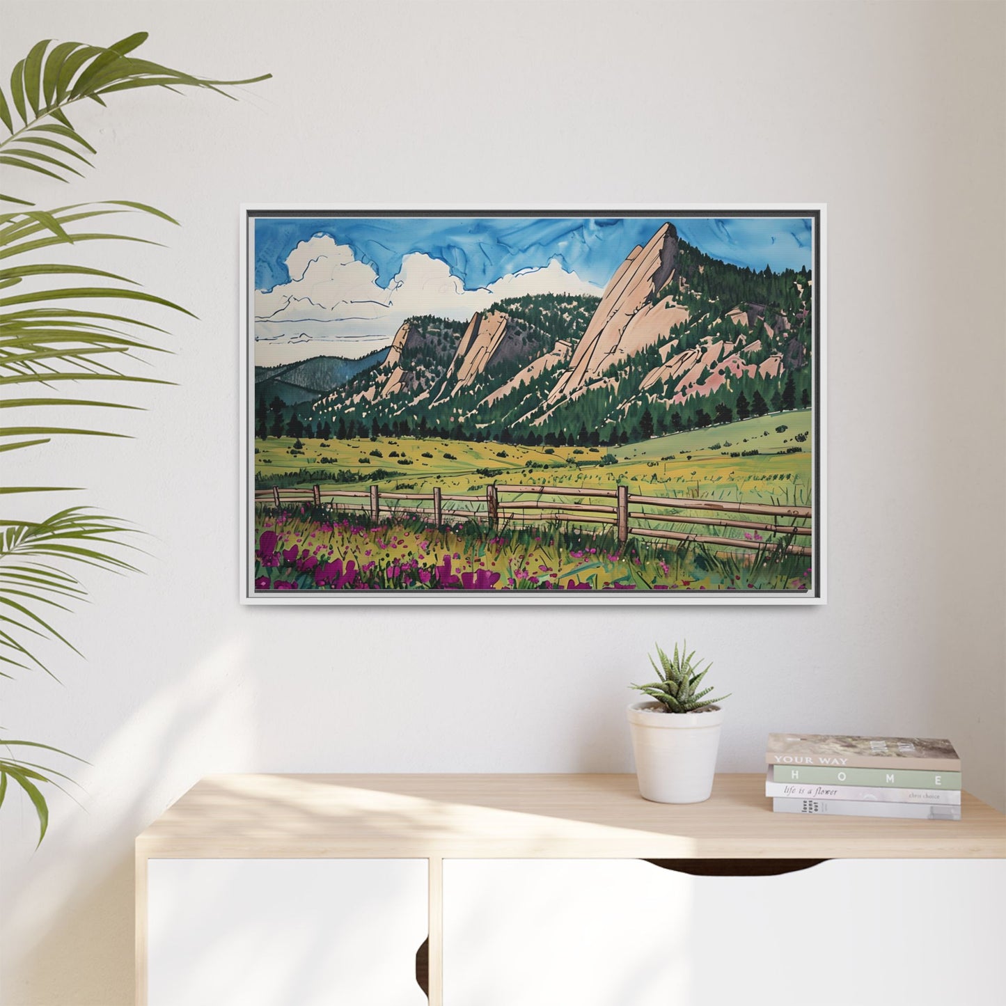 Framed Canvas Print - Boulder Colorado Flatiron Mountains