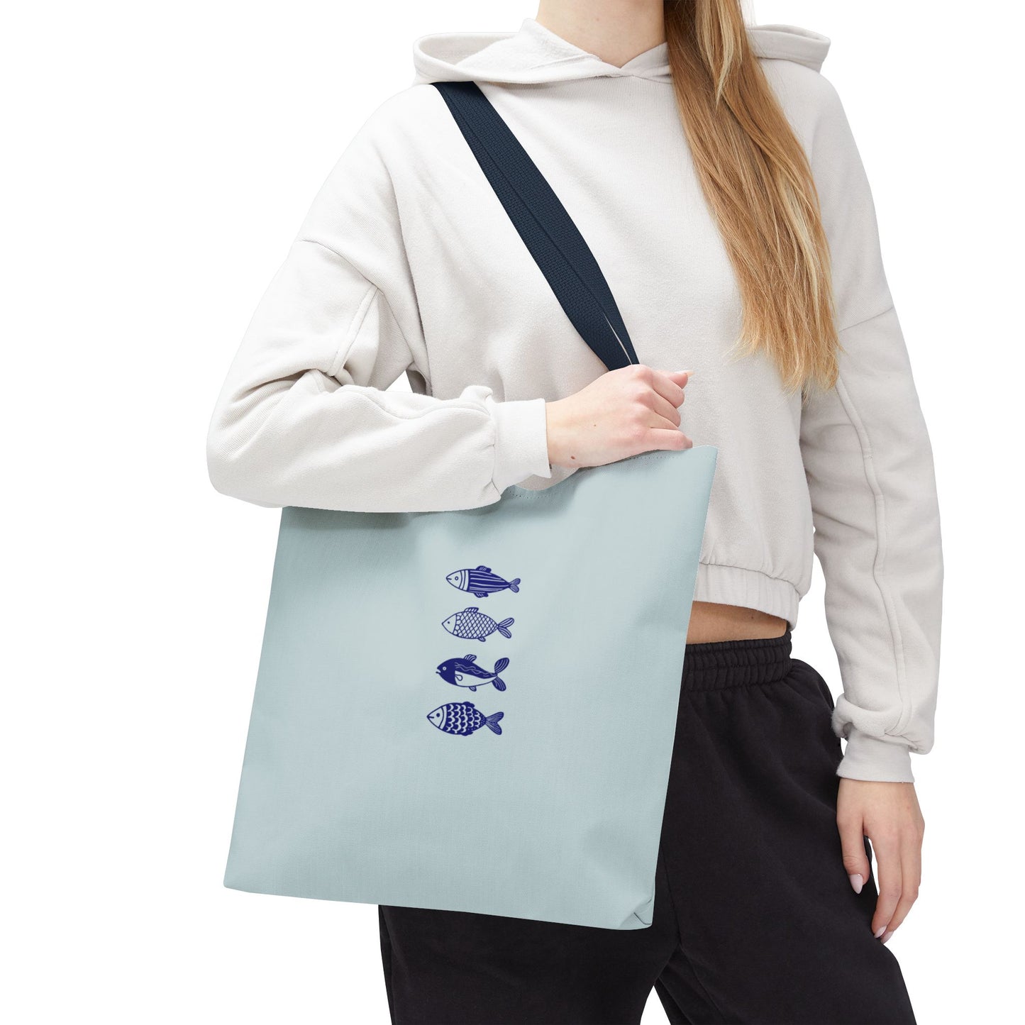 Hand-Designed Blue Fish Tote Bag