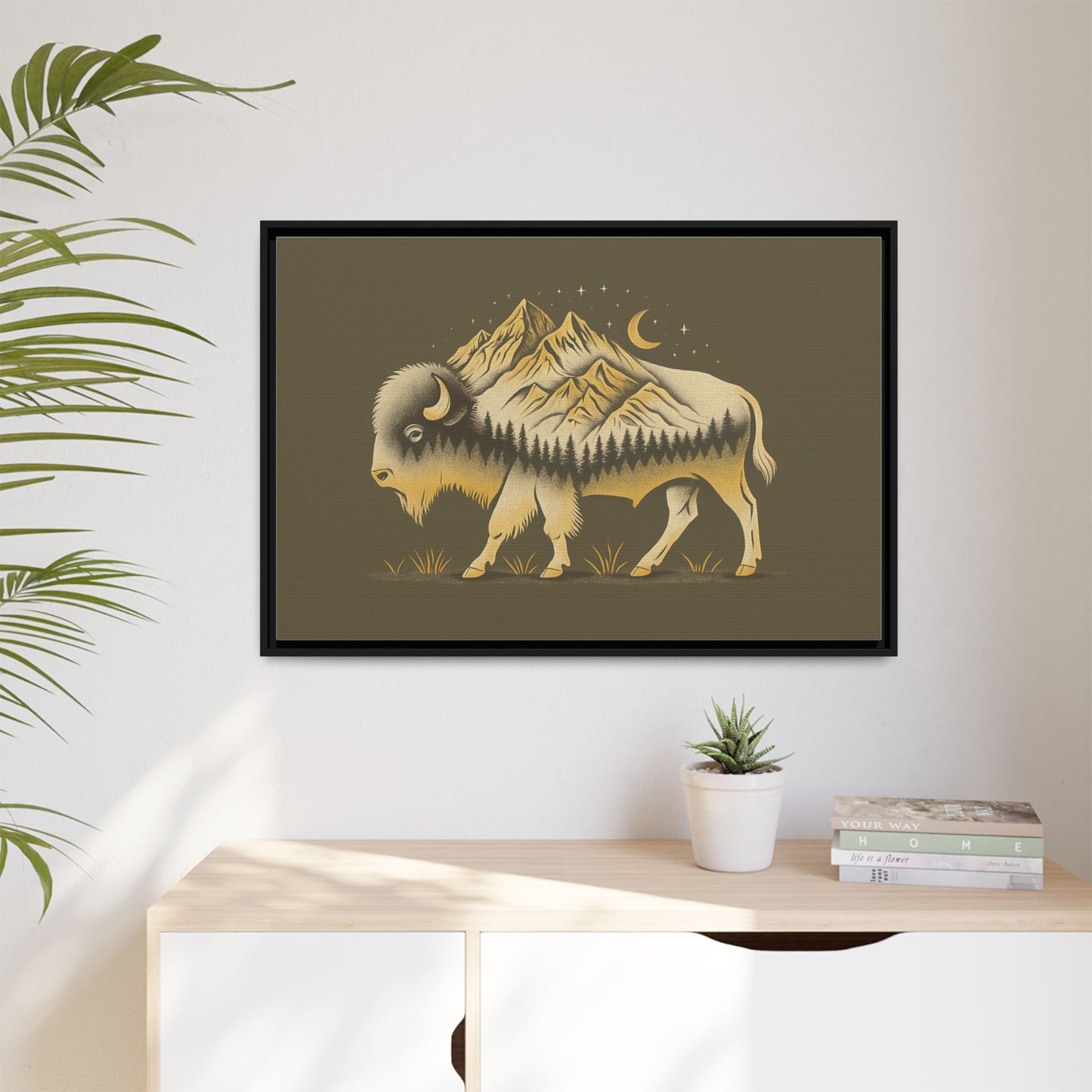 Framed Canvas Print - Abstract Boulder Colorado Mountain Buffalo