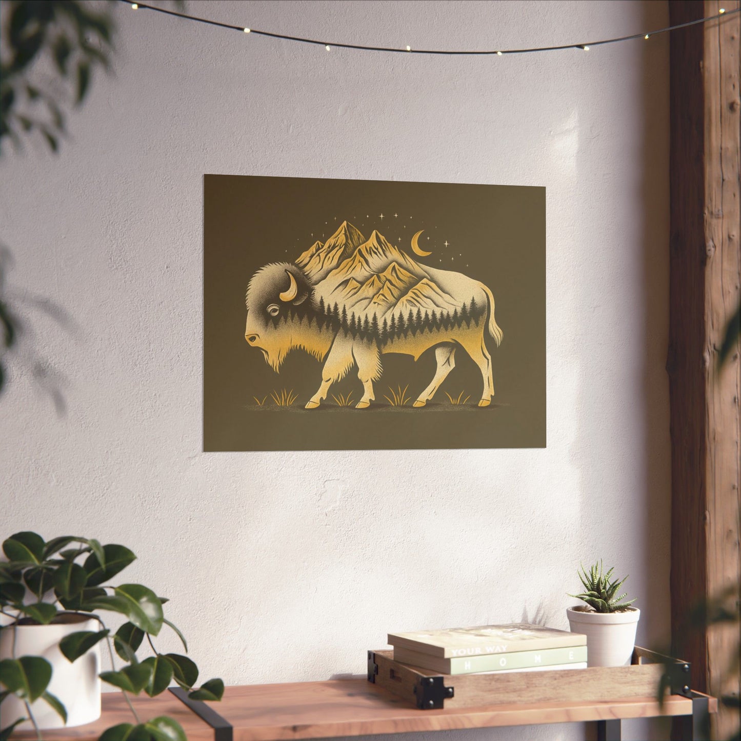Abstract Mountain Buffalo Print