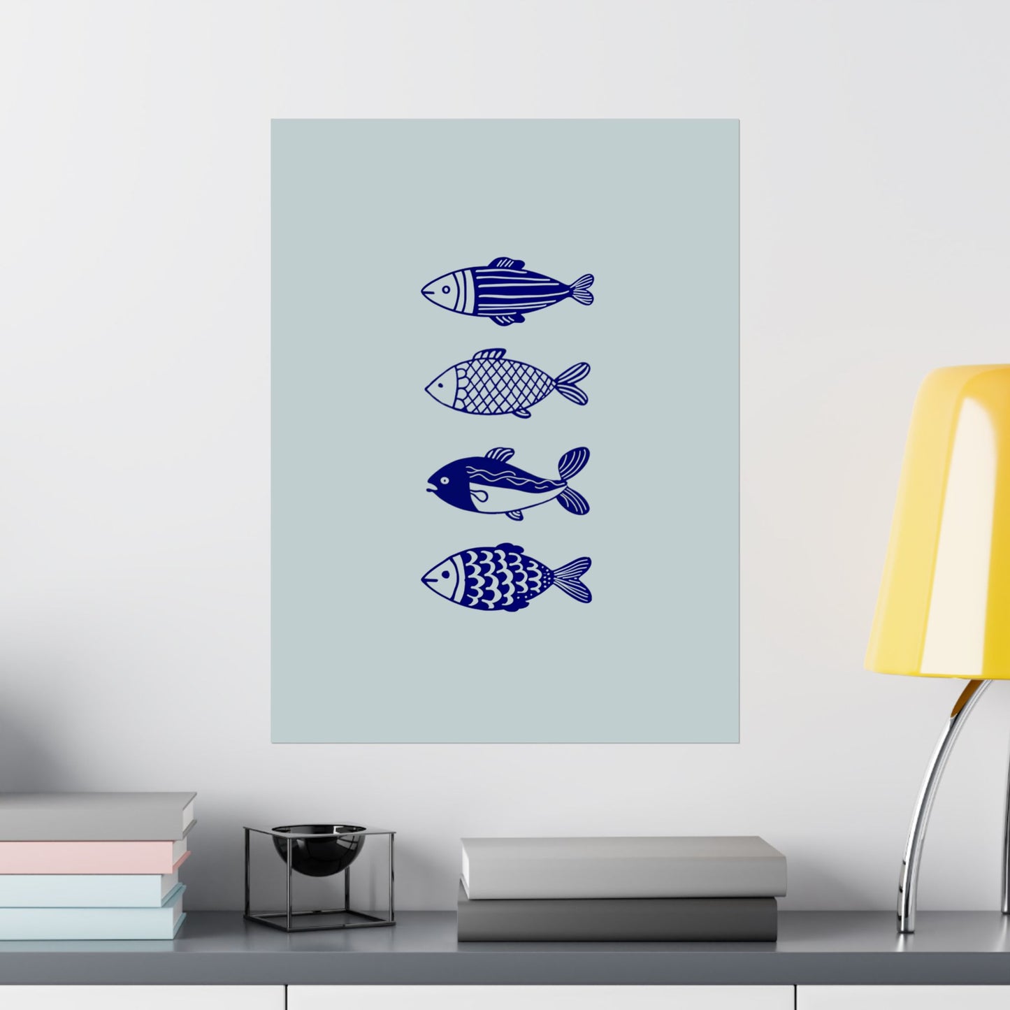 Blue Fish Print