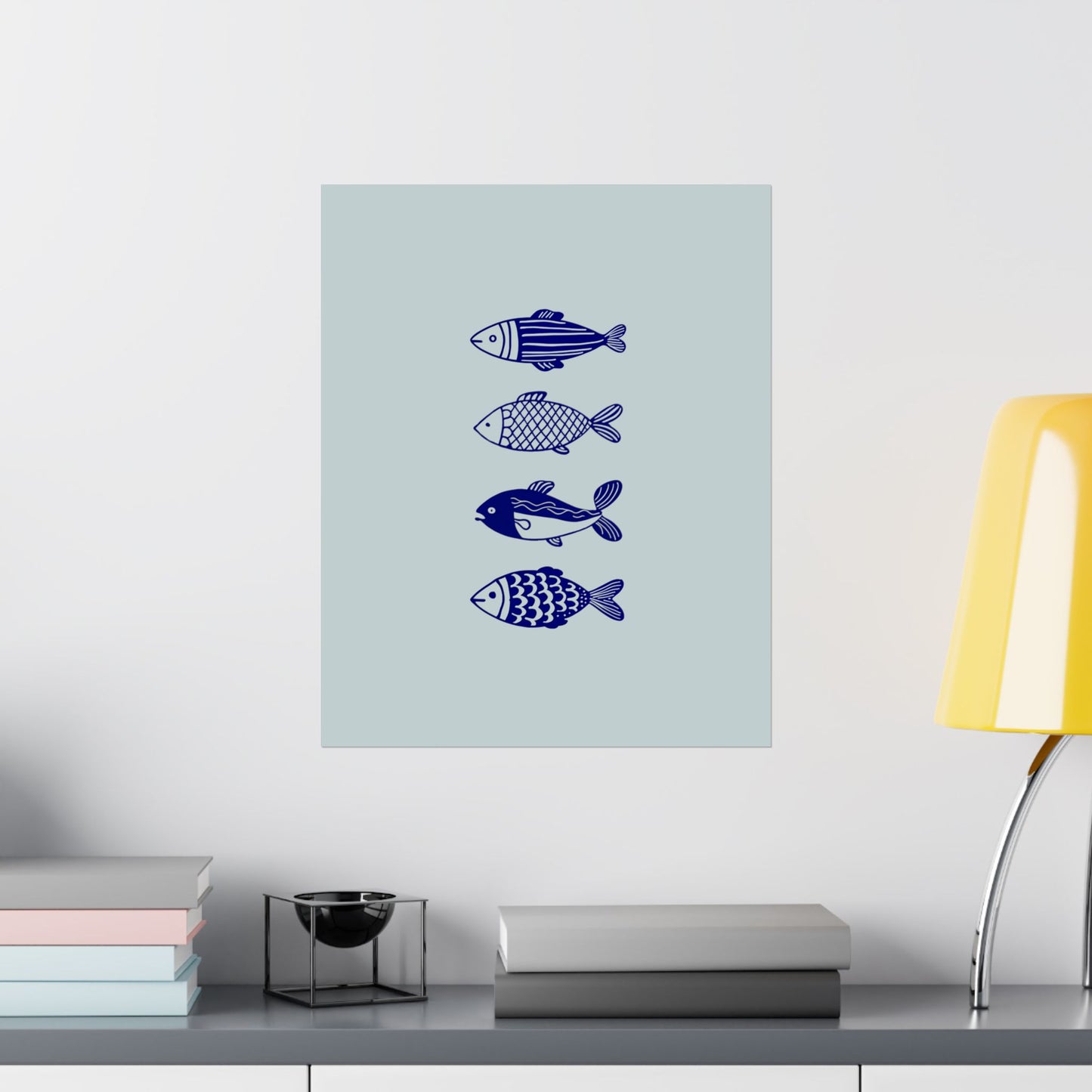 Blue Fish Print