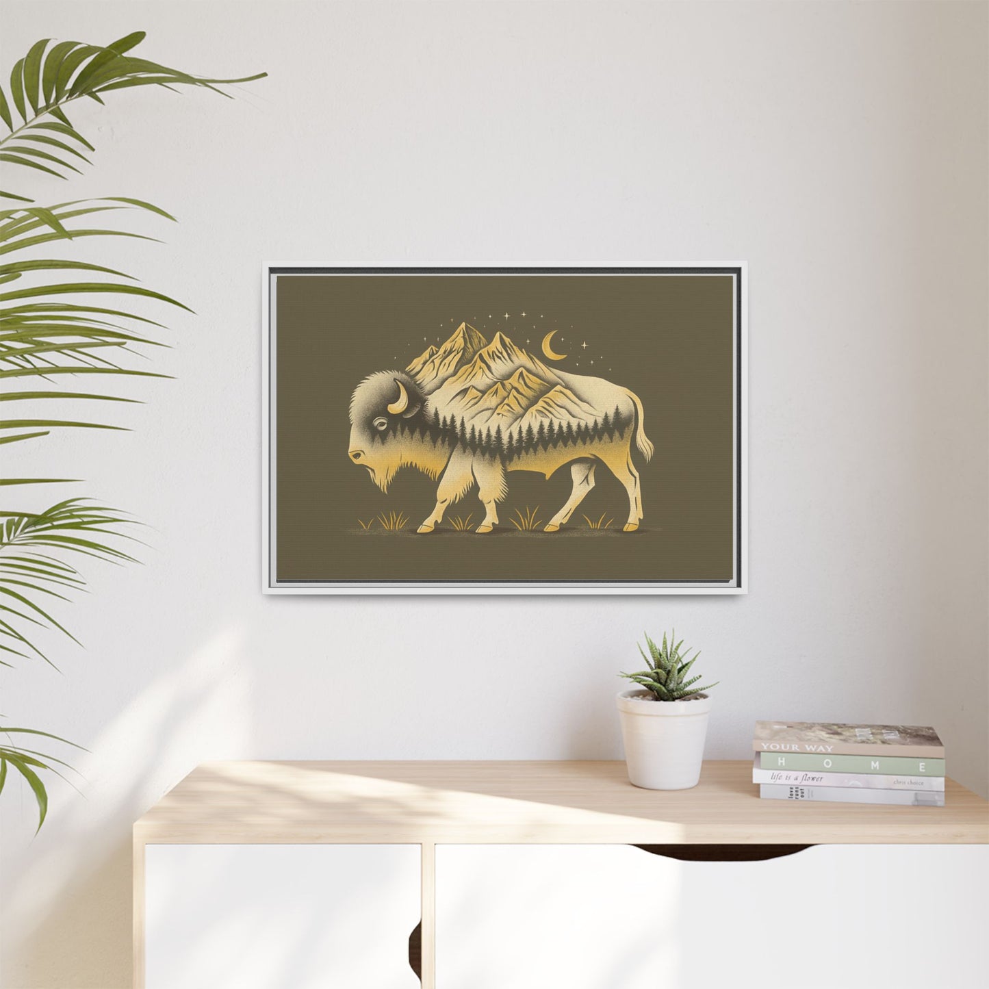 Framed Canvas Print - Abstract Boulder Colorado Mountain Buffalo