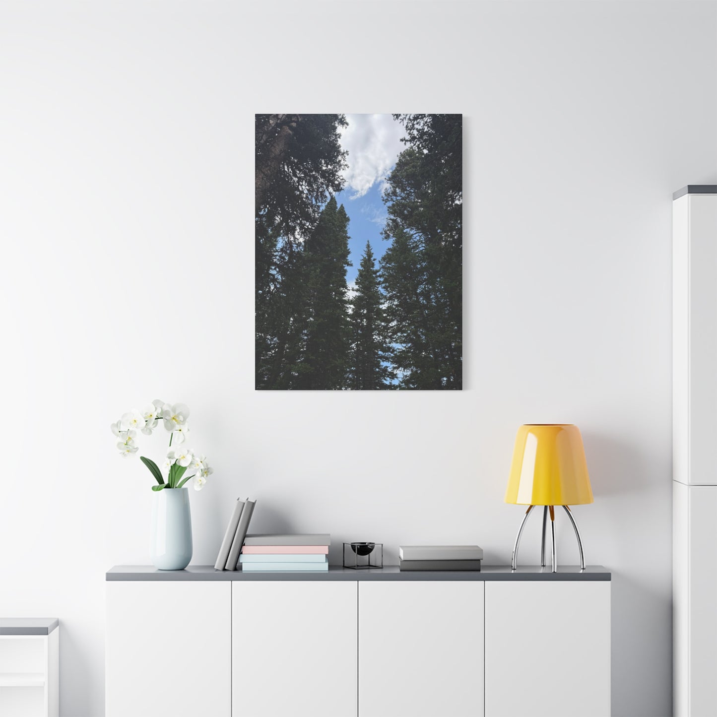 Pine Trees Blue Sky Canvas Print