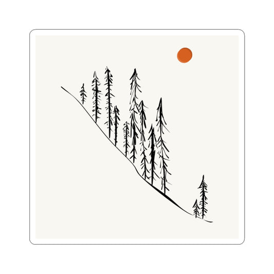 Hand-Drawn Pine Trees Mountain Sticker