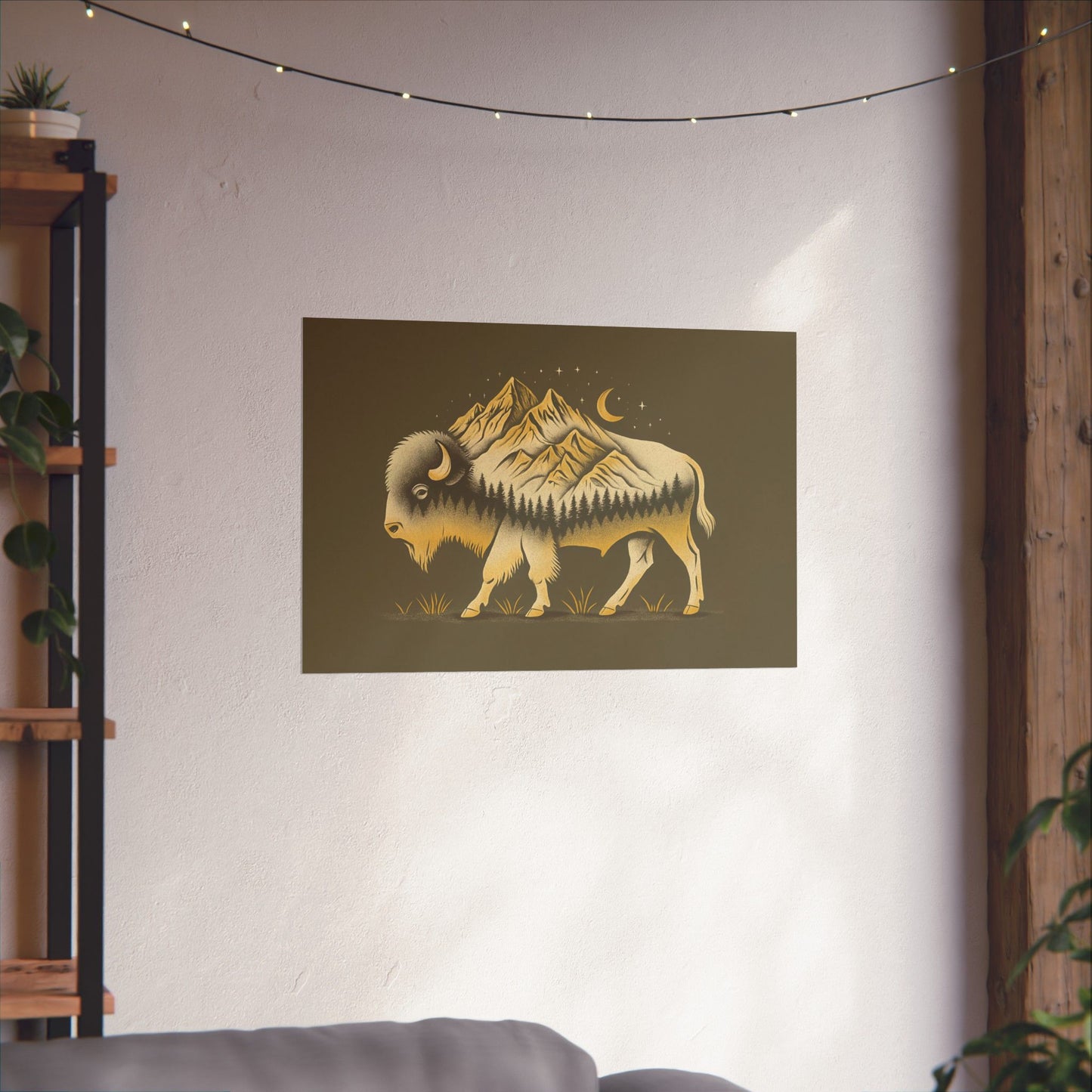 Abstract Mountain Buffalo Print