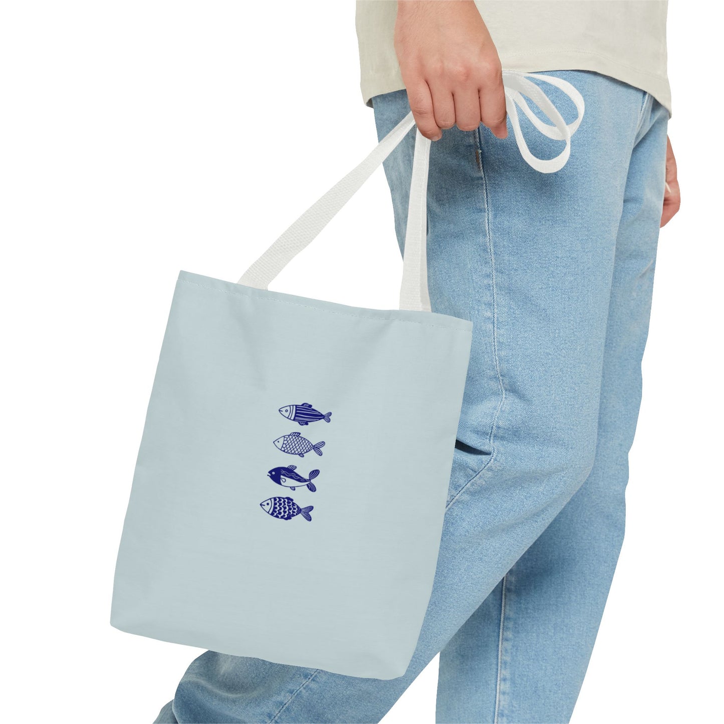 Hand-Designed Blue Fish Tote Bag