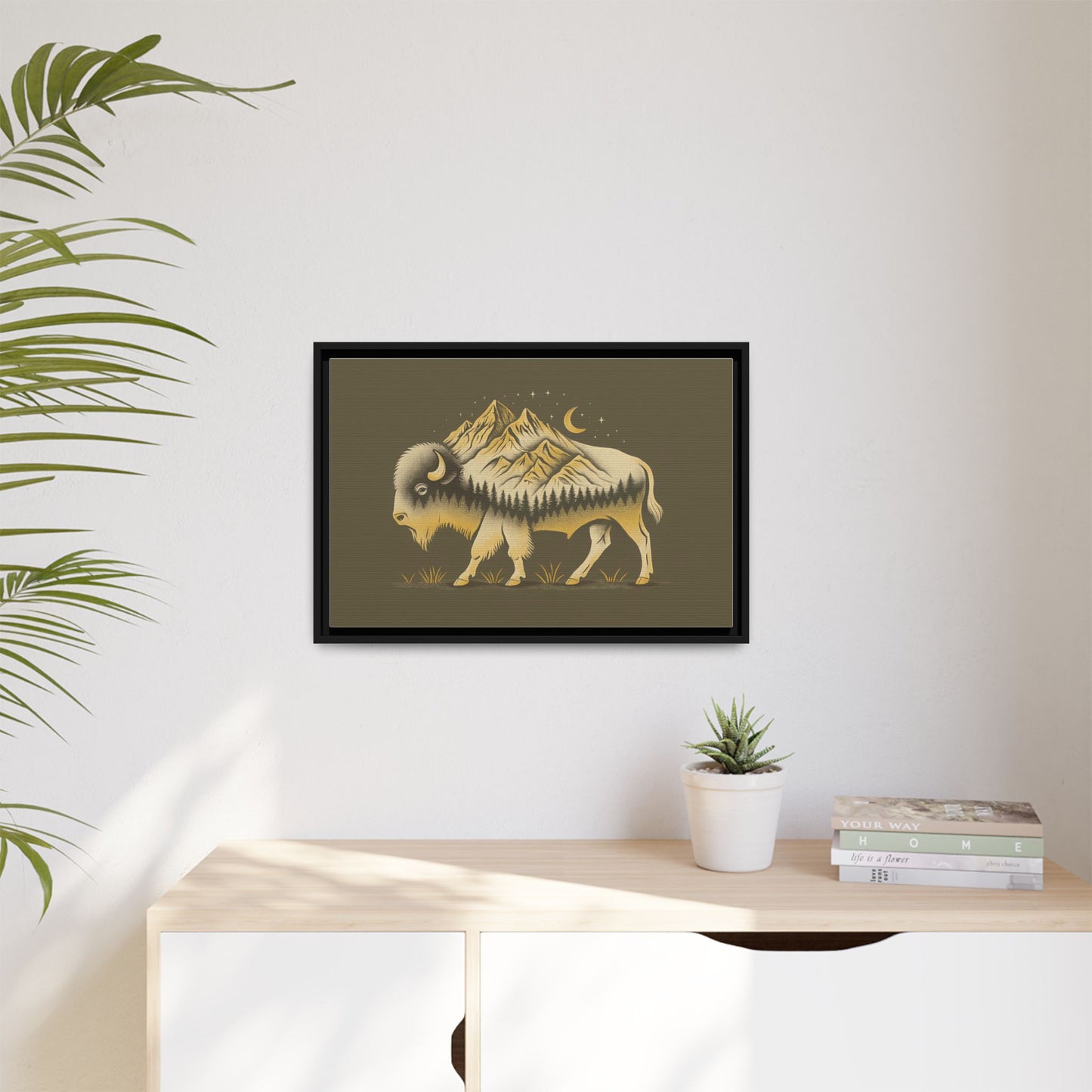Framed Canvas Print - Abstract Boulder Colorado Mountain Buffalo