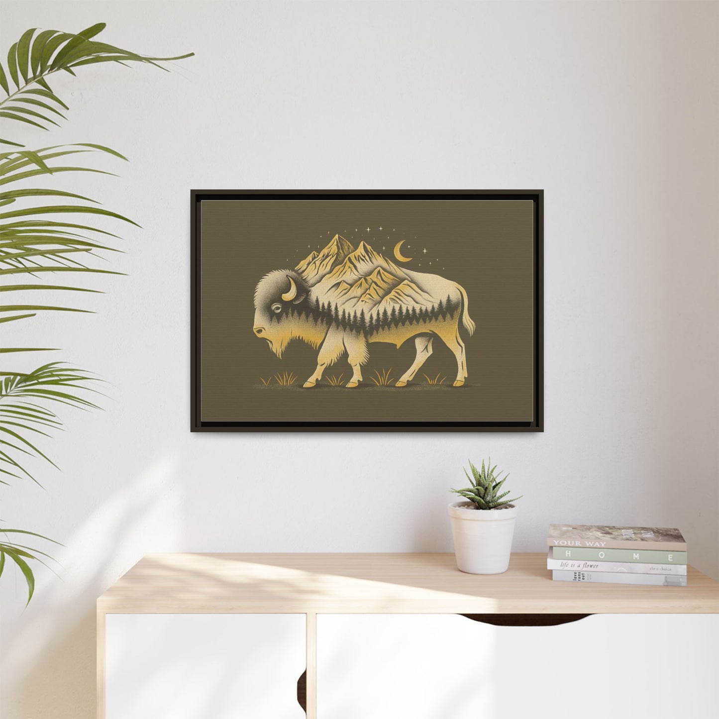 Framed Canvas Print - Abstract Boulder Colorado Mountain Buffalo