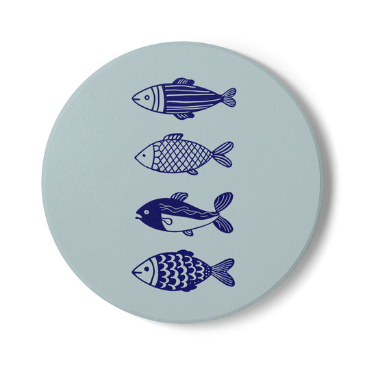 Blue Fish Art Ceramic Coaster