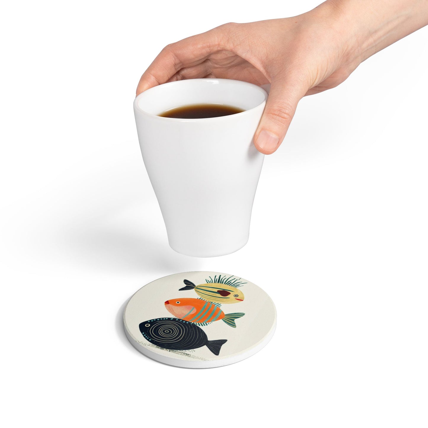 Colorful Fish Art Ceramic Coaster