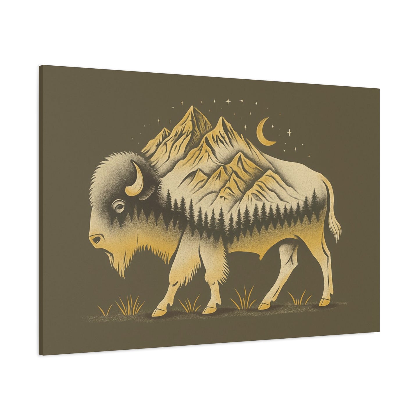 Abstract Mountain Buffalo Canvas Print