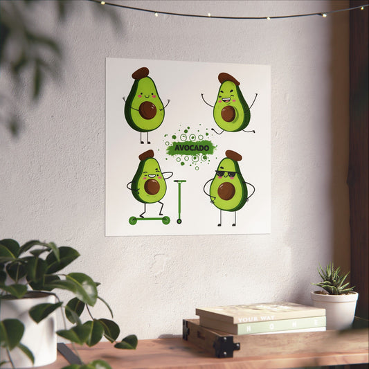 Cute Cartoon Avocado Print