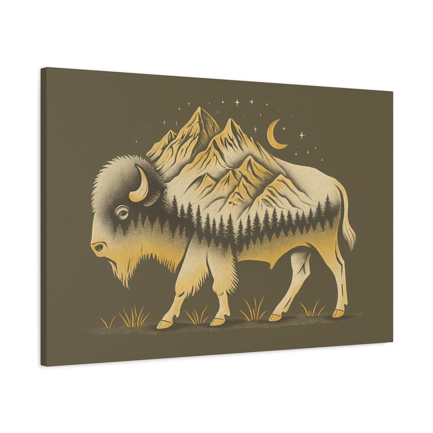 Abstract Mountain Buffalo Canvas Print