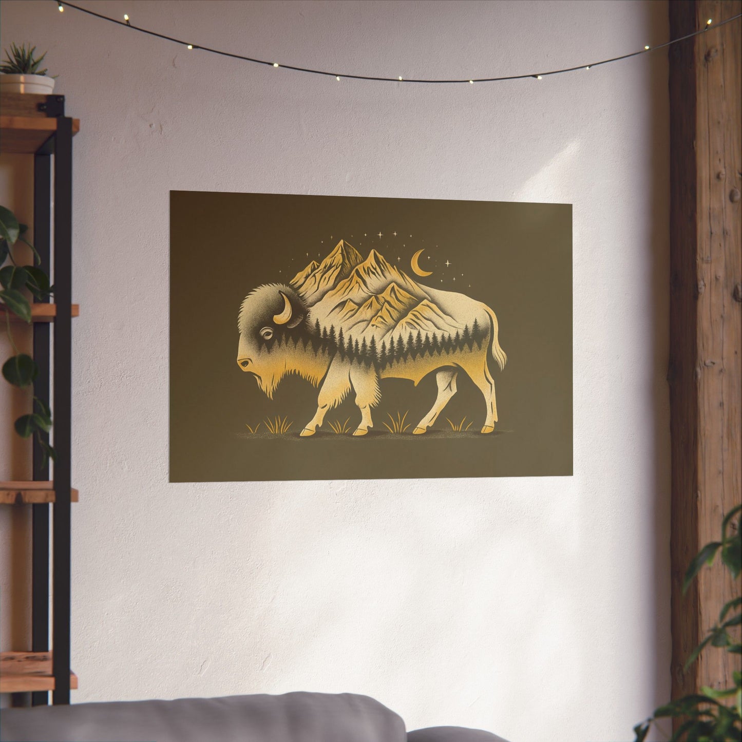 Abstract Mountain Buffalo Print