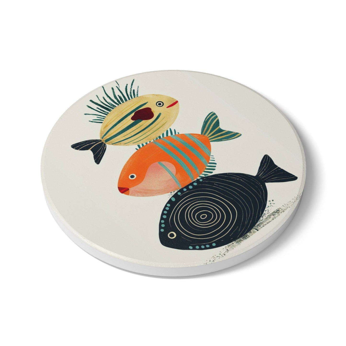 Colorful Fish Art Ceramic Coaster