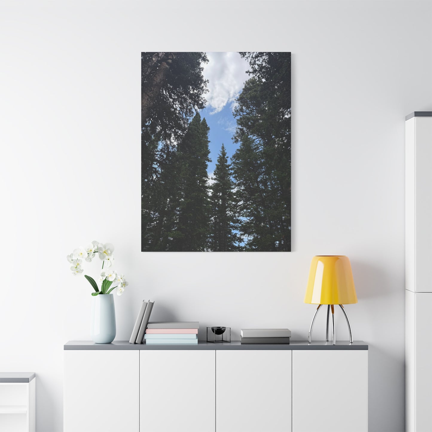 Pine Trees Blue Sky Canvas Print