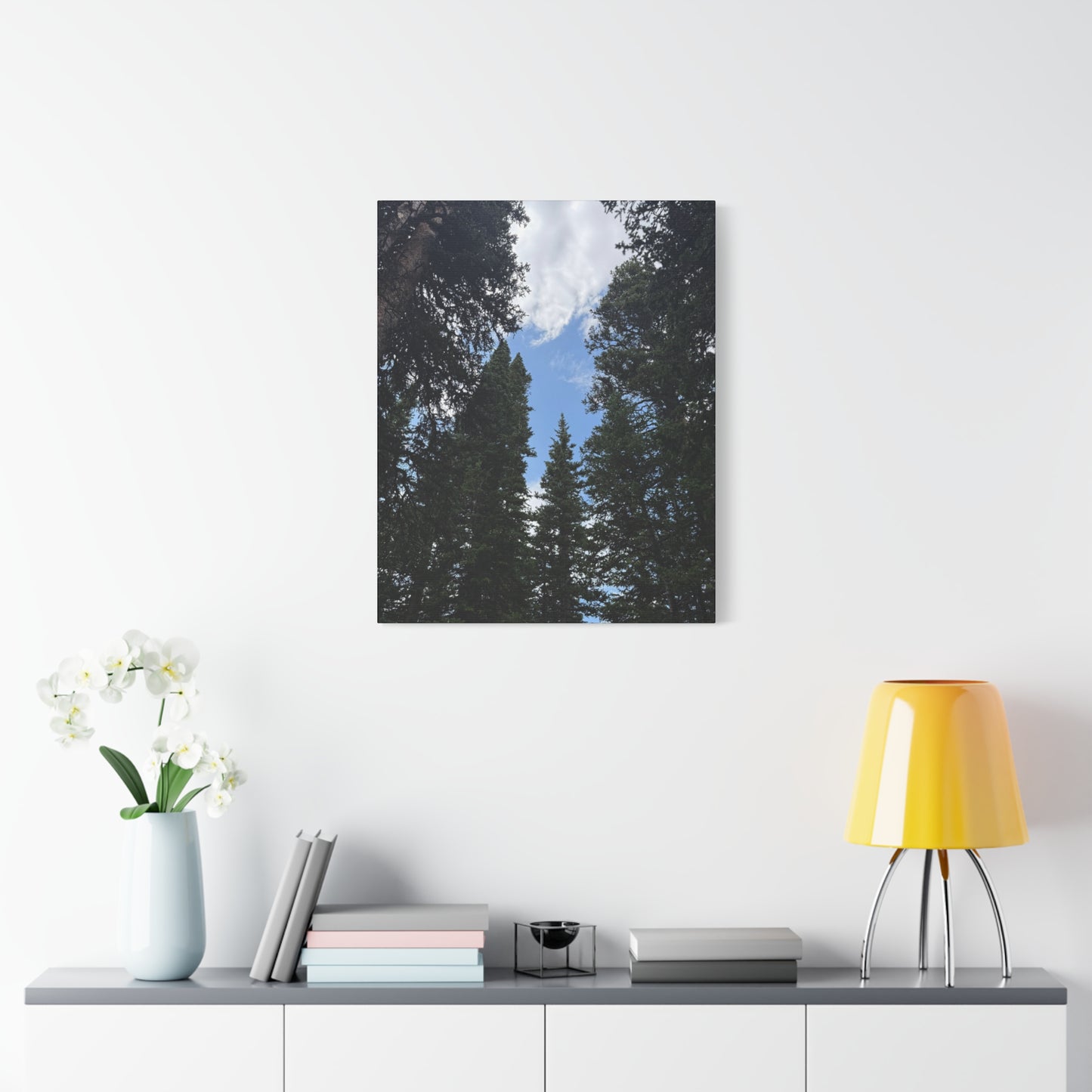 Pine Trees Blue Sky Canvas Print