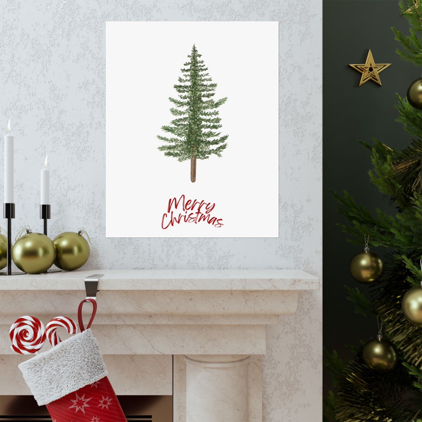 Merry Christmas Tree Print
