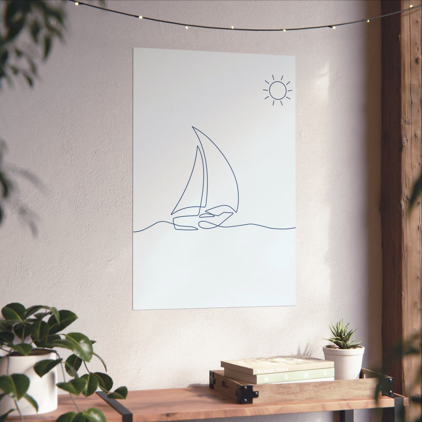 Simple Blue Sailboat Print