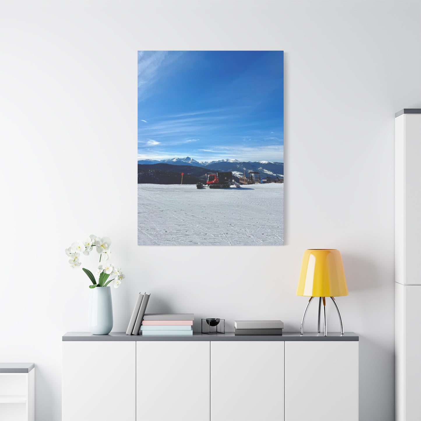 Snowcat On The Mountains Canvas Print