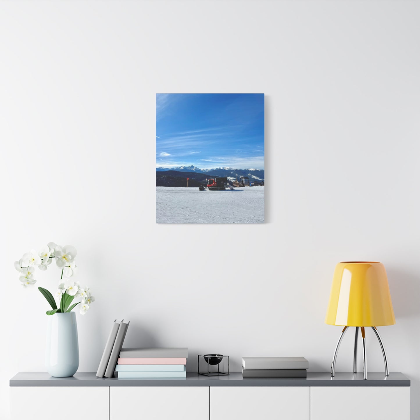 Snowcat On The Mountains Canvas Print